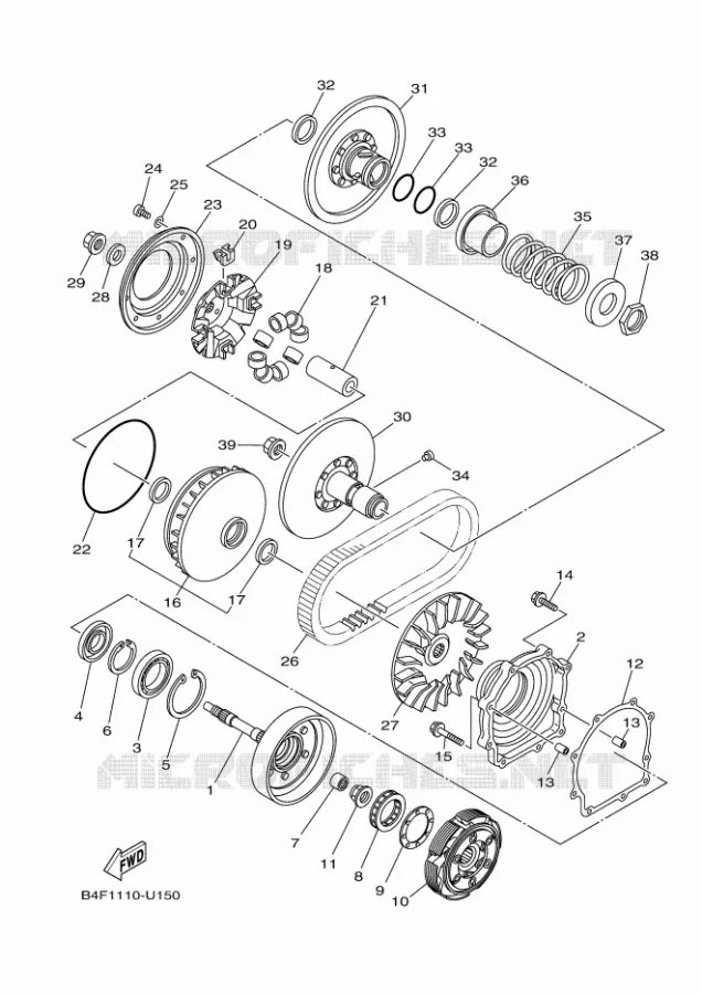 STARTMOTOR KOPPELINGS Yamaha QUAD 700 2023 GRIZZLY  YF70GPAP / YFM700FWAD