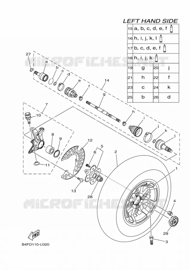 VOORWIEL Yamaha QUAD 700 2023 GRIZZLY  YF70GPAP / YFM700FWAD