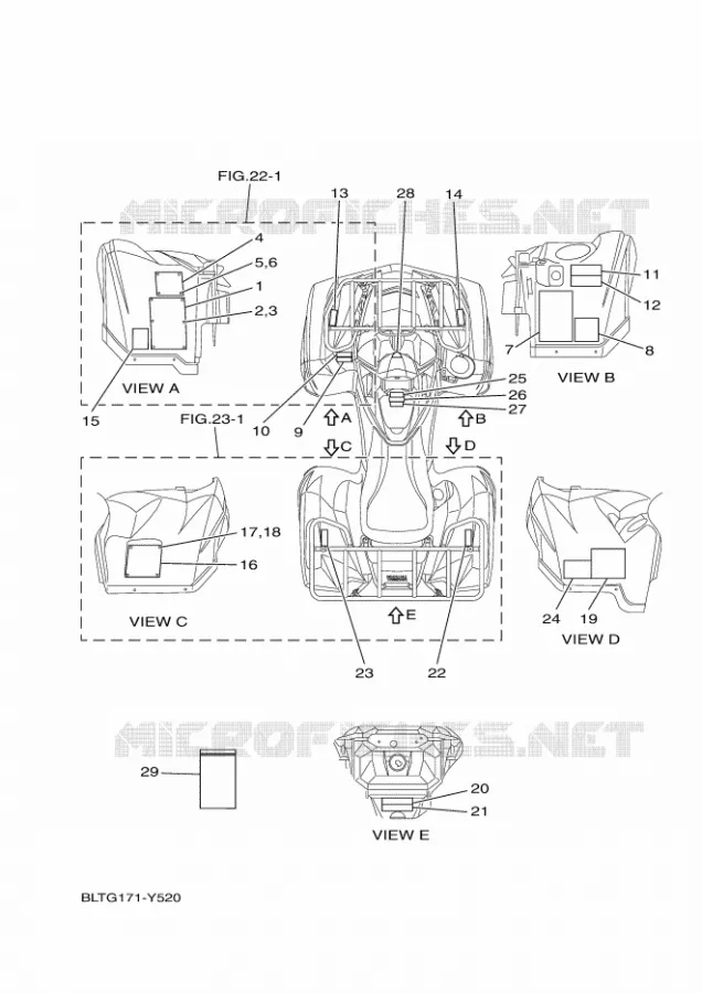 STICKER / LABEL 1 Yamaha QUAD 700 2023 GRIZZLY  YF70GPAP / YFM700FWAD