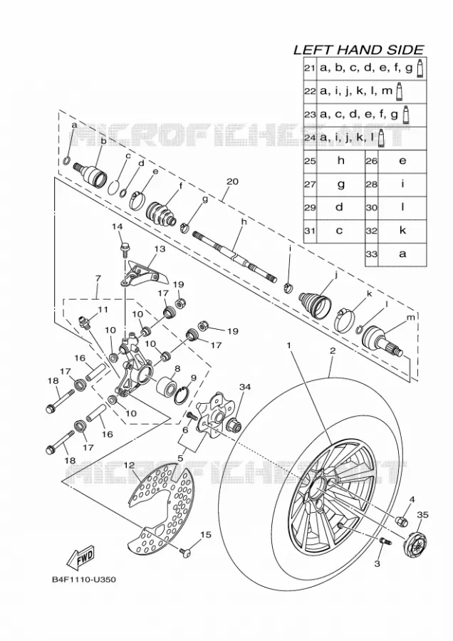 ACHTERWIEL Yamaha QUAD 700 2023 GRIZZLY  YF70GPSP / YFM700FWAD