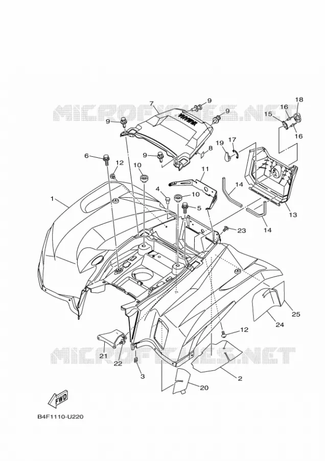 ACHTERSPATBORD  Yamaha QUAD 700 2023 GRIZZLY  YF70GPSP / YFM700FWAD