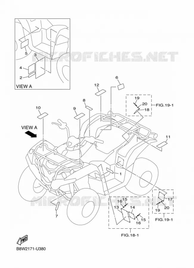 STICKER / LABEL 1 Yamaha QUAD 90 2022 GRIZZLY  YF09GN / YFM90
