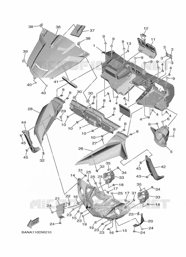 VOORSPATBORD Yamaha SIDE BY SIDE 850 2022 WOLVERINE  YX85EPSN / YXE850ENS