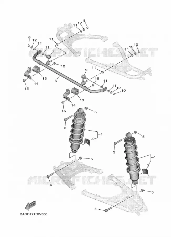 ACHTER SCHOKBREKER Yamaha SIDE BY SIDE 850 2022 WOLVERINE  YX85FPSN / YXF850ES