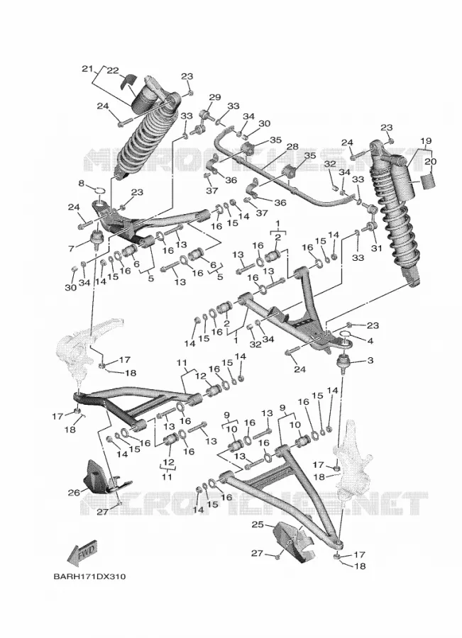 OPHANGING / WIEL VOOR Yamaha SIDE BY SIDE 850 2022 WOLVERINE  YX85FPSN / YXF850ES