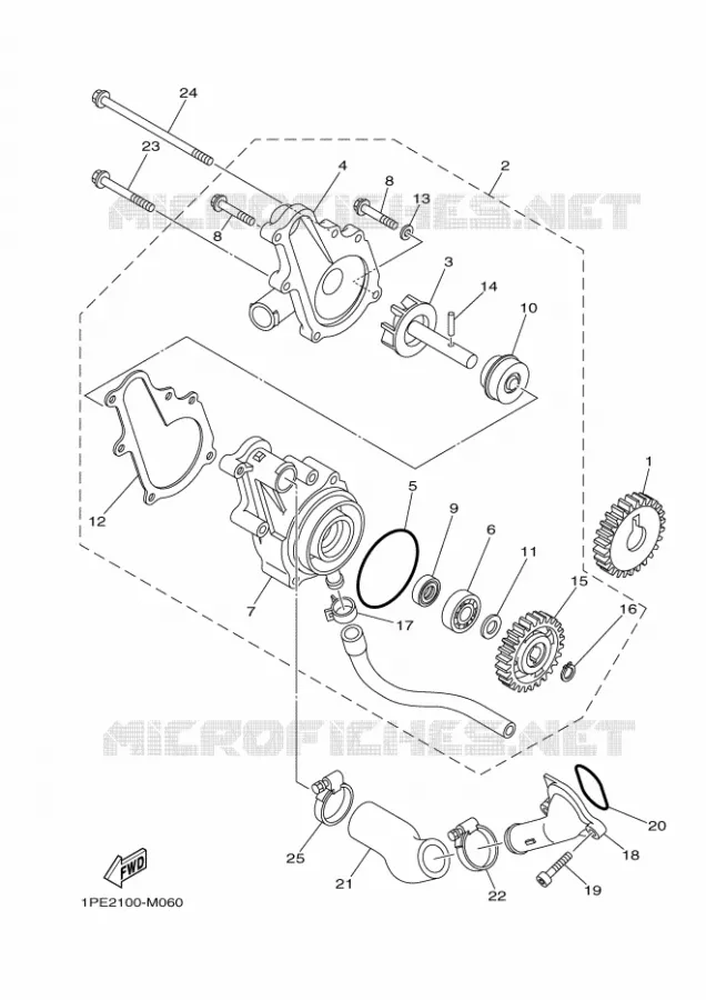 WATERPOMP / SLANGEN Yamaha QUAD 700 2022 RAPTOR  YF70RSN / YFM700R