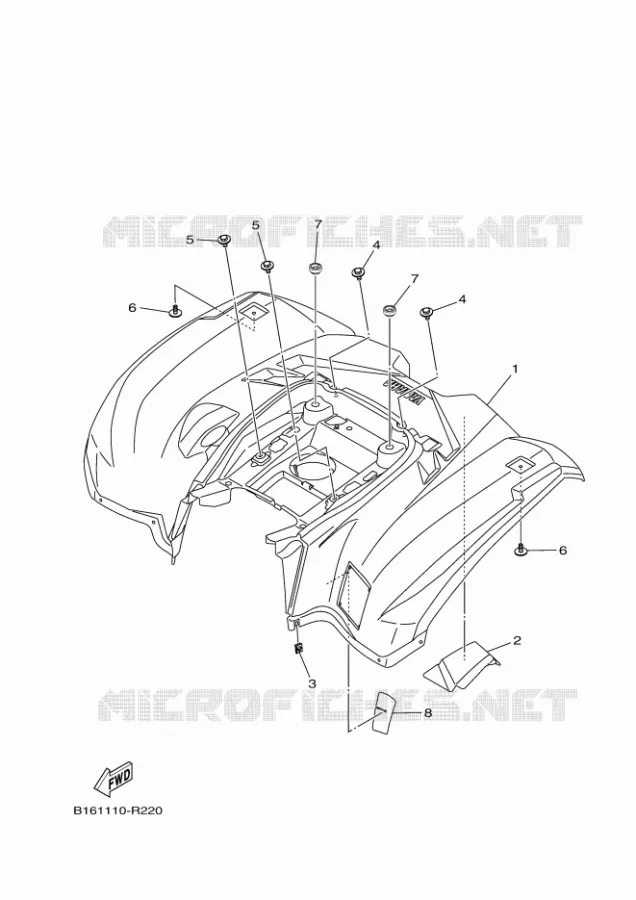 ACHTERSPATBORD  Yamaha QUAD 700 2022 KODIAK  YF70KPSN / YFM700FWBD