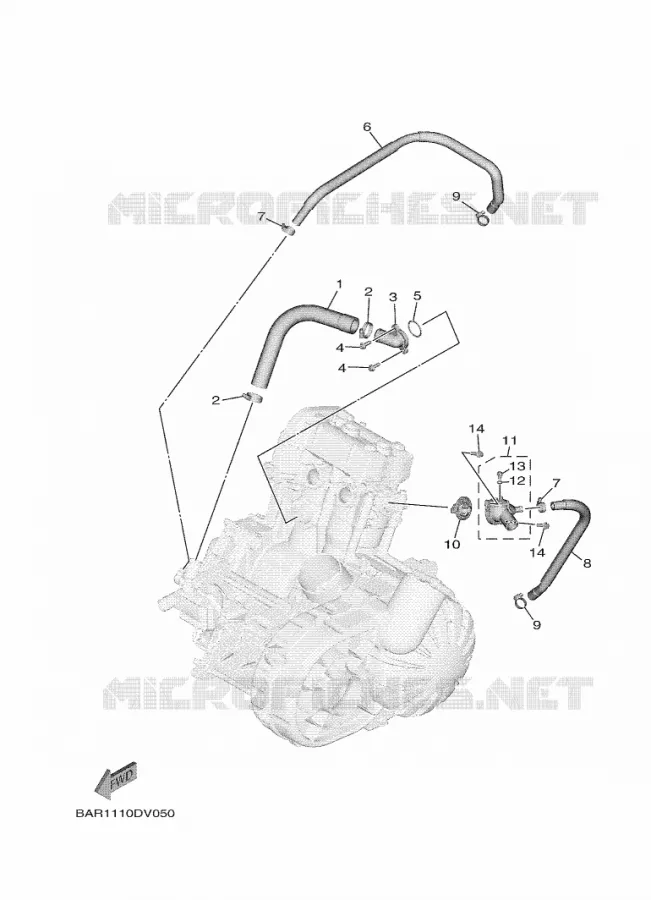 WATERPOMP / SLANGEN Yamaha SIDE BY SIDE 850 2021 WOLVERINE  YX85EPAM / YXE850EN