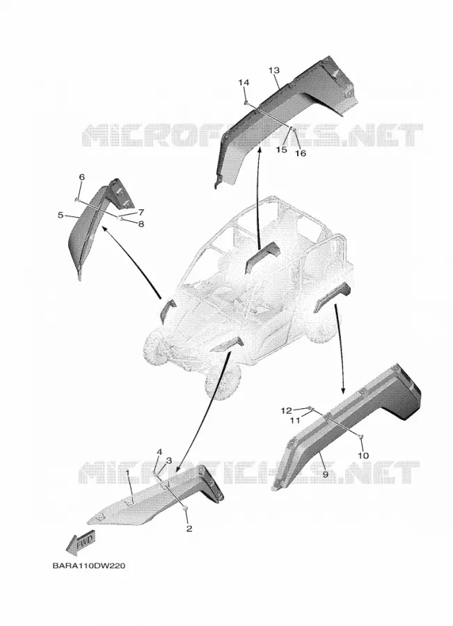 SPATBORD Yamaha SIDE BY SIDE 850 2021 WOLVERINE  YX85FPSM / YXF850ES