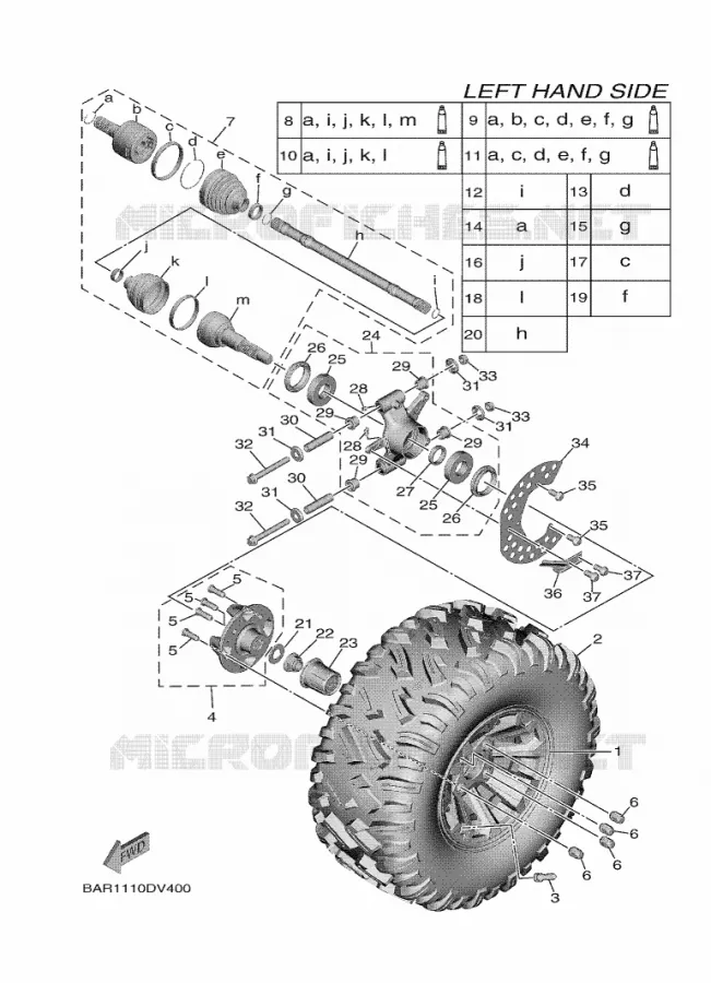 ACHTERWIEL Yamaha SIDE BY SIDE 850 2021 WOLVERINE  YX85FPAM / YXF850E