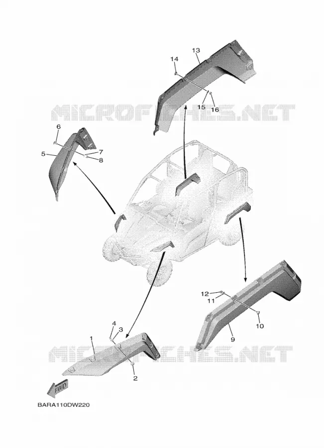 SPATBORD Yamaha SIDE BY SIDE 850 2021 WOLVERINE  YX85FPAM / YXF850E