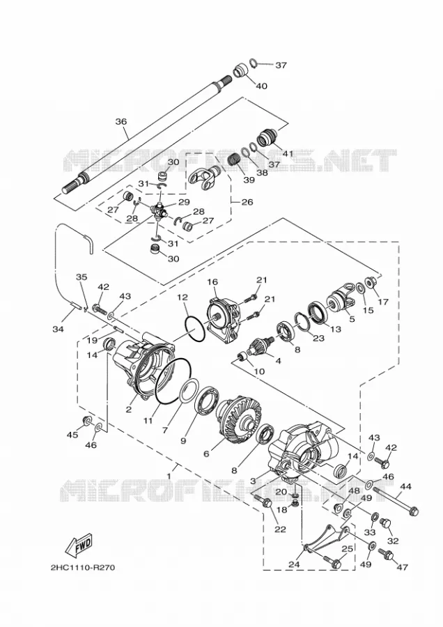 DIFFERENTIEEL VOOR Yamaha SIDE BY SIDE 1000 2021 YXZ  YX10ZXPSM / YXZ1000ETS