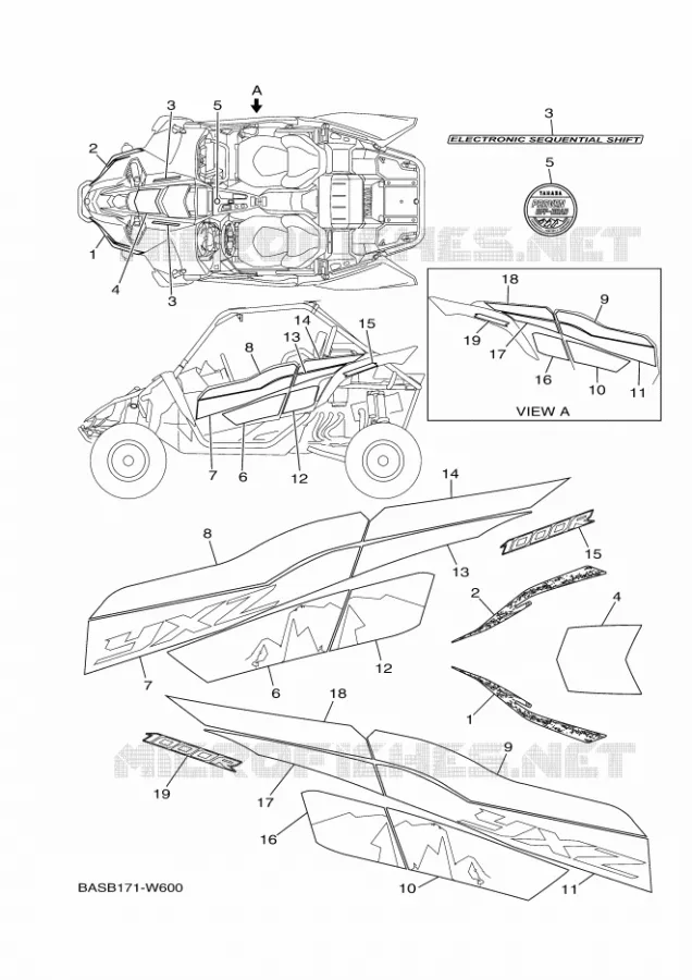 STICKER Yamaha SIDE BY SIDE 1000 2021 YXZ  YX10ZXPSM / YXZ1000ETS