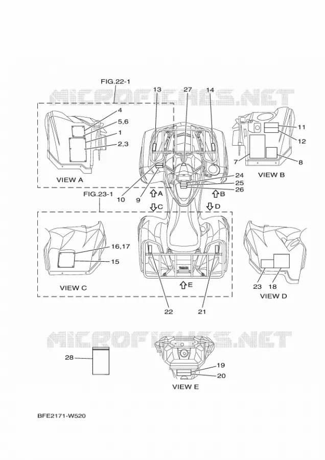 STICKER / LABEL 1 Yamaha QUAD 700 2021 GRIZZLY  YF70GPAM / YFM700FWAD