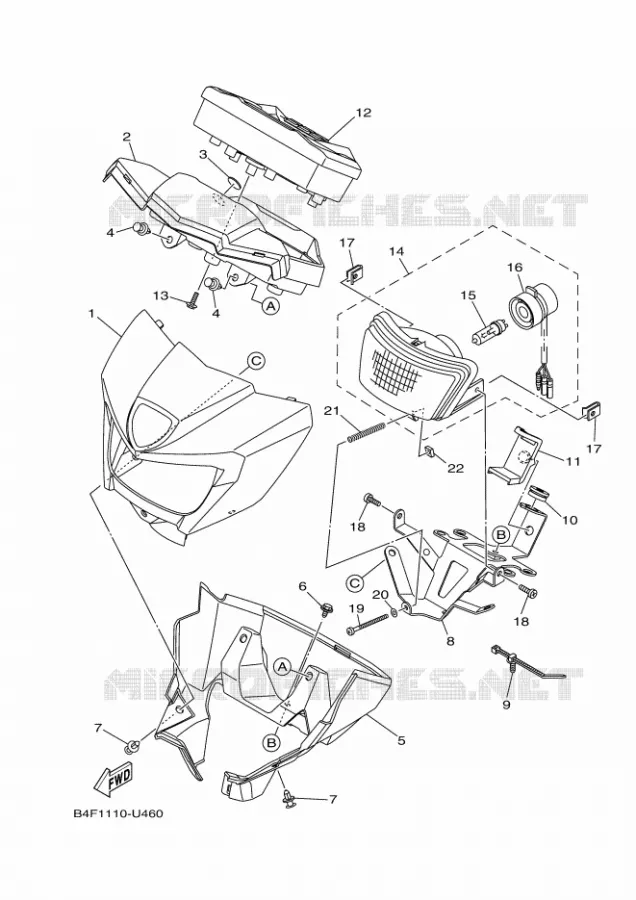KOPLAMP 2 Yamaha QUAD 700 2021 GRIZZLY  YF70GPSM / YFM700FWAD