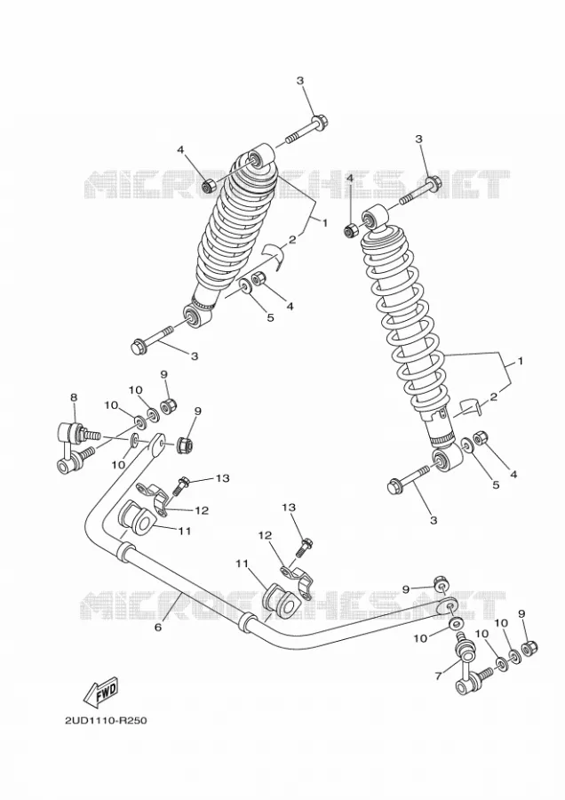 ACHTER SCHOKBREKER Yamaha QUAD 700 2021 GRIZZLY  YF70GPSM / YFM700FWAD