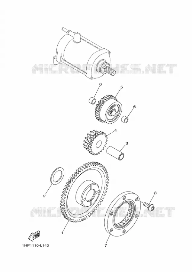 STARTMOTOR KOPPELINGS Yamaha QUAD 700 2021 GRIZZLY  YF70GPSM / YFM700FWAD