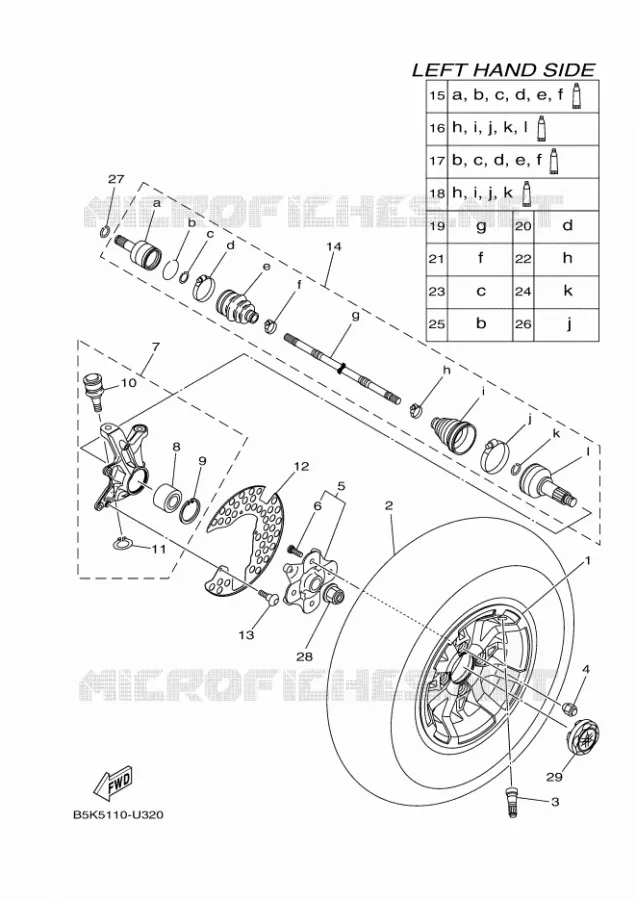 VOORWIEL Yamaha QUAD 700 2021 KODIAK  YF70KPAM / YFM700FWBD