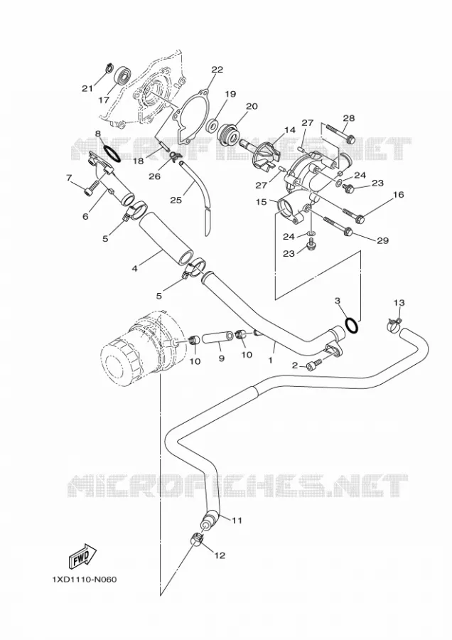 WATERPOMP / SLANGEN Yamaha SIDE BY SIDE 700 2021 VIKING  YX70MPAM / YXM700E