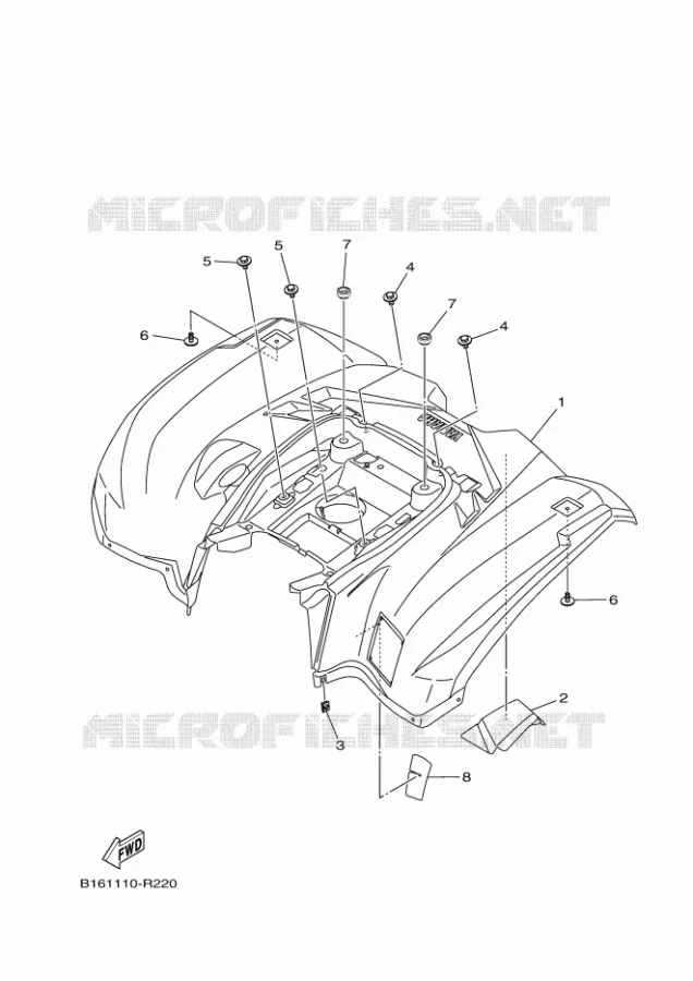 ACHTERSPATBORD  Yamaha QUAD 700 2020 KODIAK  YF70KPL / YFM700FWBD