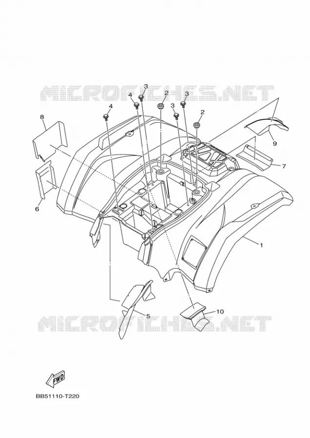 ACHTERSPATBORD  Yamaha QUAD 700 2020 KODIAK  YF70KL / YFM700FWB