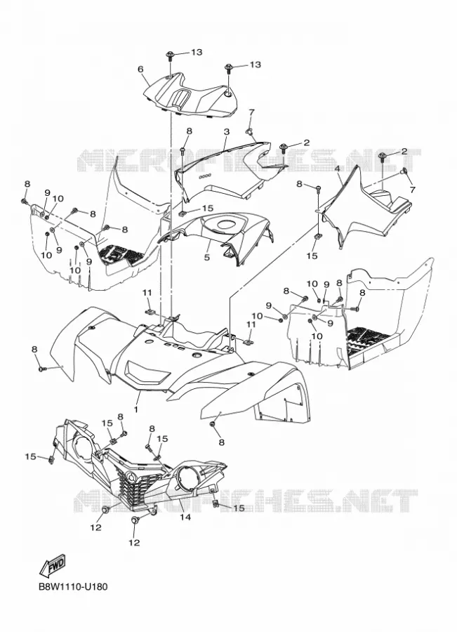 VOORSPATBORD Yamaha QUAD 90 2020 GRIZZLY  YF09GL / YFM90