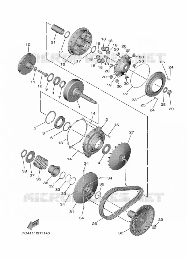 STARTMOTOR KOPPELINGS Yamaha SIDE BY SIDE 850 2020 WOLVERINE  YX85EPAL / YXE850EN