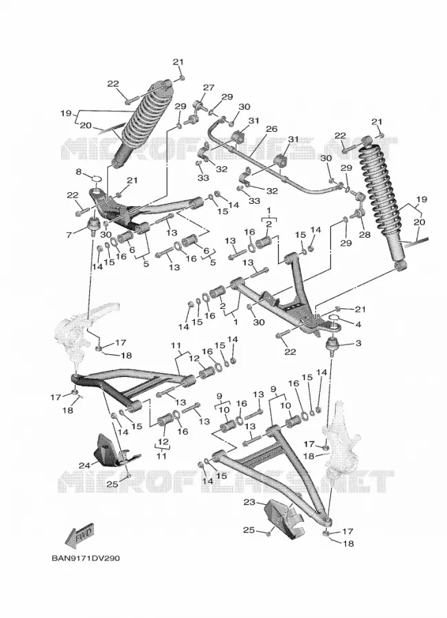 OPHANGING / WIEL VOOR Yamaha SIDE BY SIDE 850 2020 WOLVERINE  YX85EPL / YXE850EBN