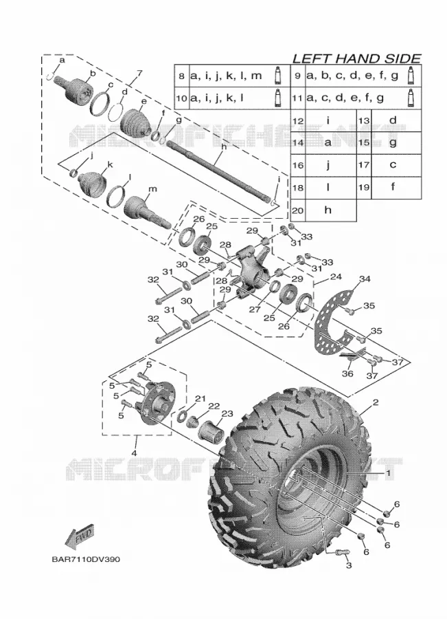 ACHTERWIEL Yamaha SIDE BY SIDE 850 2020 WOLVERINE  YX85EPL / YXE850EBN