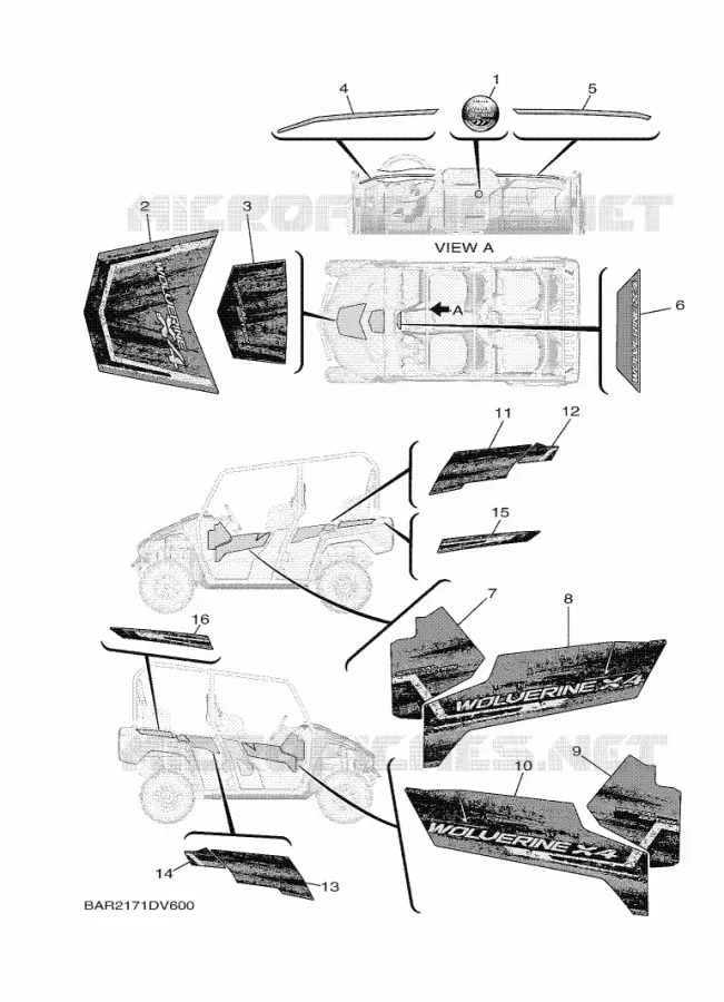 STICKER Yamaha SIDE BY SIDE 850 2020 WOLVERINE  YX85FPSL / YXF850ES
