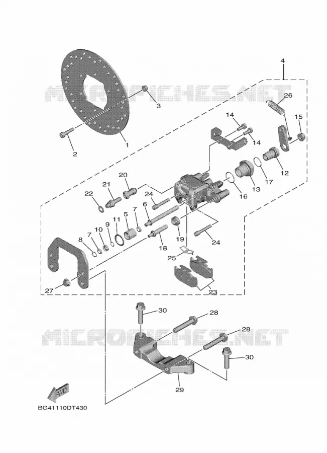 REMKLAUW ACHTER 2 Yamaha SIDE BY SIDE 850 2020 WOLVERINE  YX85FPSL / YXF850ES