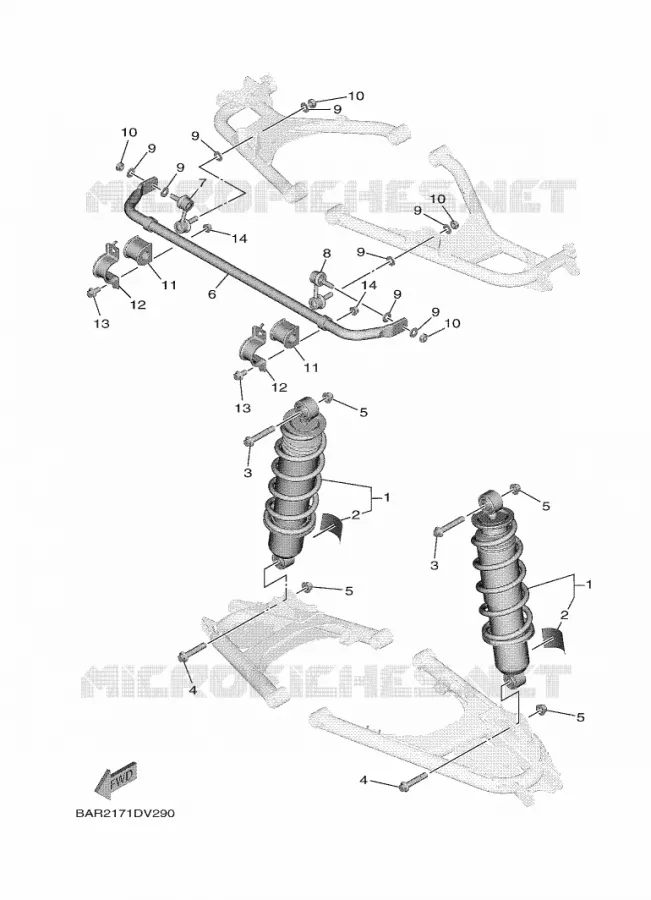ACHTER SCHOKBREKER Yamaha SIDE BY SIDE 850 2020 WOLVERINE  YX85FPAL / YXF850E