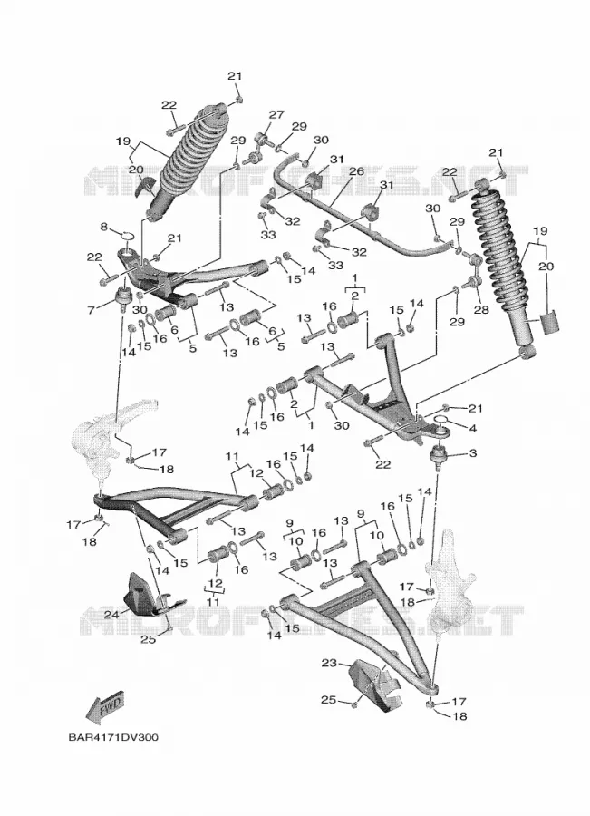 OPHANGING / WIEL VOOR Yamaha SIDE BY SIDE 850 2020 WOLVERINE  YX85FPAL / YXF850E