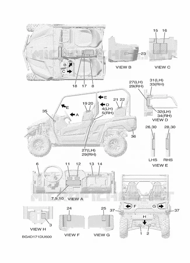 STICKER / LABEL 1 Yamaha SIDE BY SIDE 850 2020 WOLVERINE  YX85FPACL / YXF850E