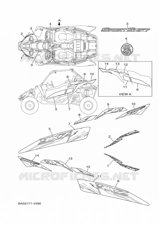 STICKER Yamaha SIDE BY SIDE 1000 2020 YXZ  YX10ZXPSL / YXZ1000ETS