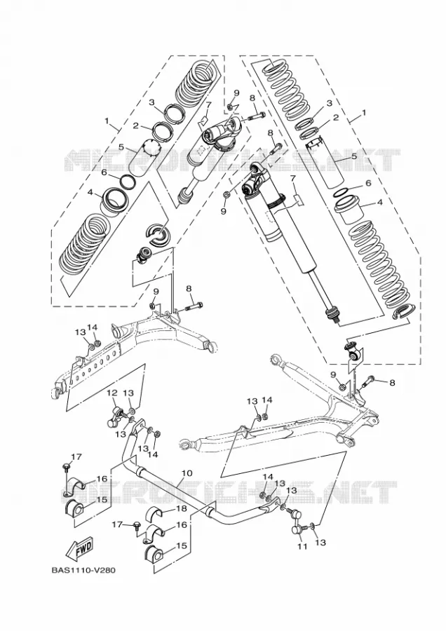ACHTER SCHOKBREKER Yamaha SIDE BY SIDE 1000 2020 YXZ  YX10ZXPSL / YXZ1000ETS