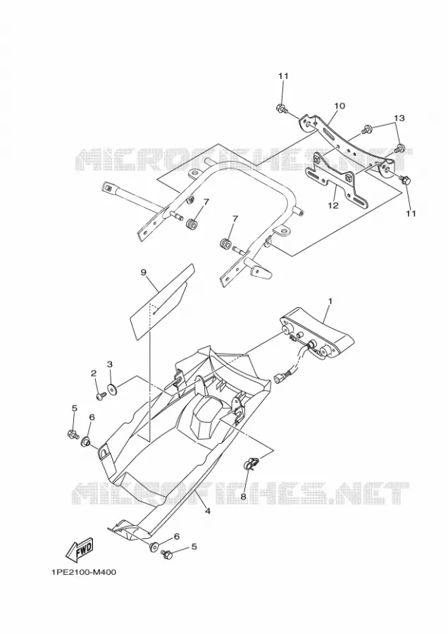 ACHTERLICHT Yamaha QUAD 700 2020 RAPTOR  YF70RXL / YFM700R