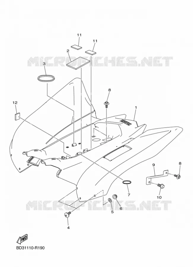 ACHTERSPATBORD  Yamaha QUAD 90 2020 RAPTOR  YF09RL / YFM90R