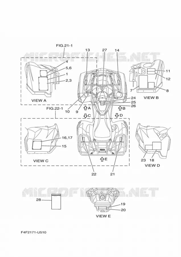 STICKER / LABEL 1 Yamaha QUAD 700 2020 GRIZZLY  YF70GPL / YFM700FWAD
