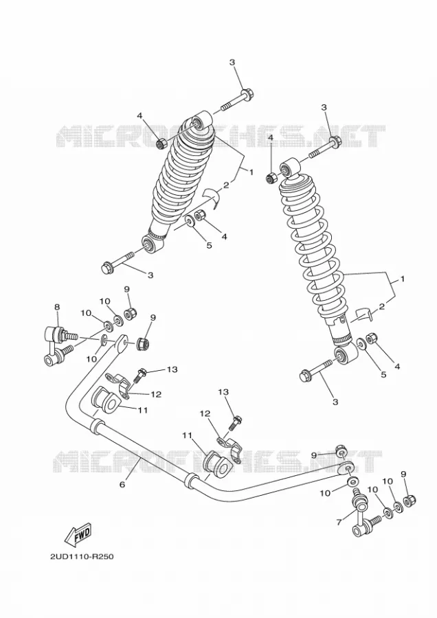 ACHTER SCHOKBREKER Yamaha QUAD 700 2020 GRIZZLY  YF70GPAL / YFM700FWAD