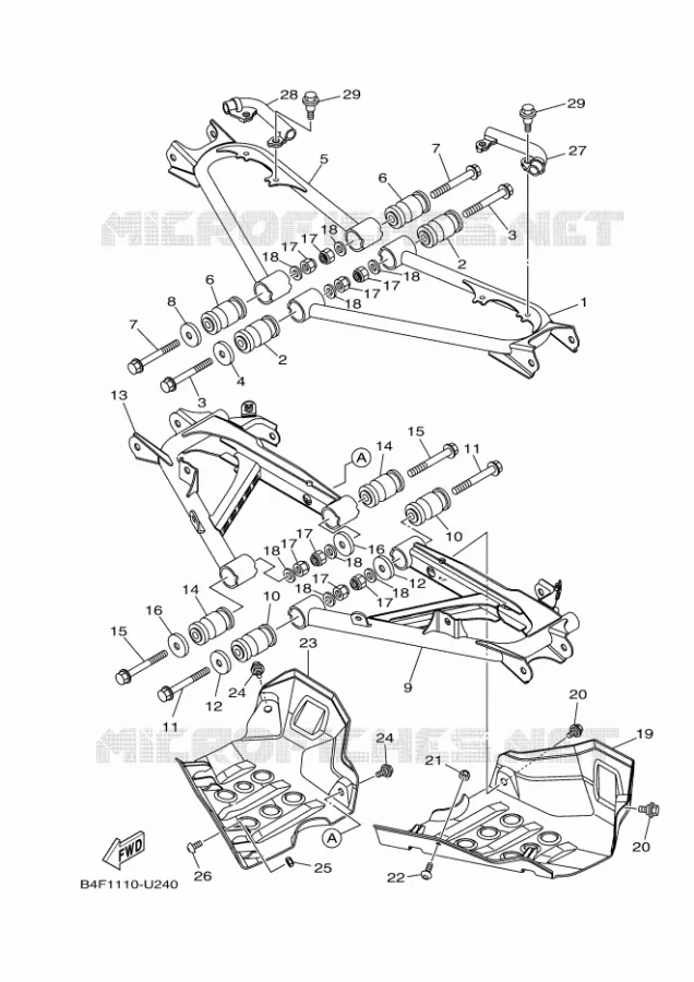 ACHTERBRUG Yamaha QUAD 700 2020 GRIZZLY  YF70GPAL / YFM700FWAD