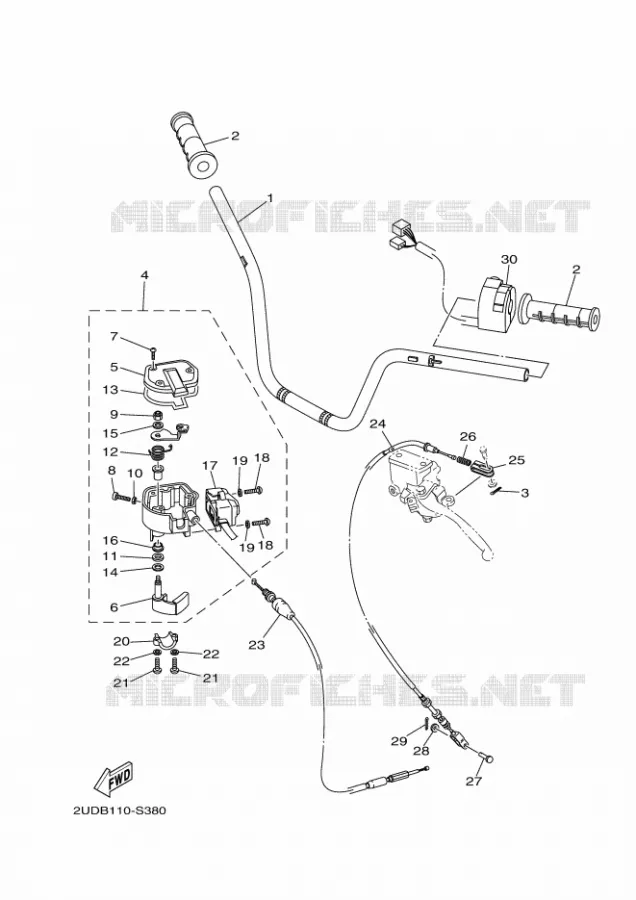 STUUR / KABEL Yamaha QUAD 700 2020 GRIZZLY  YF70GPAL / YFM700FWAD
