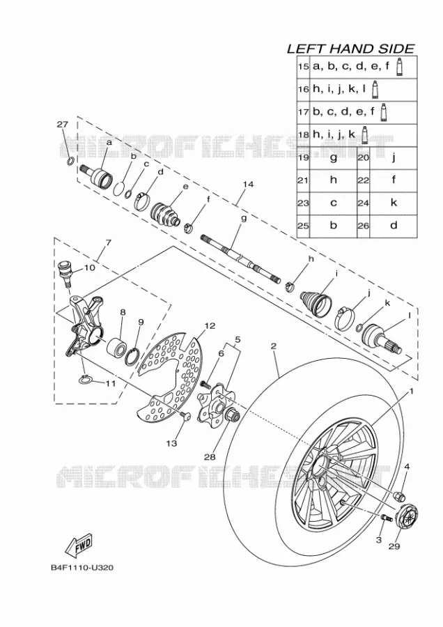 VOORWIEL Yamaha QUAD 700 2020 GRIZZLY  YF70GPSL / YFM700FWAD