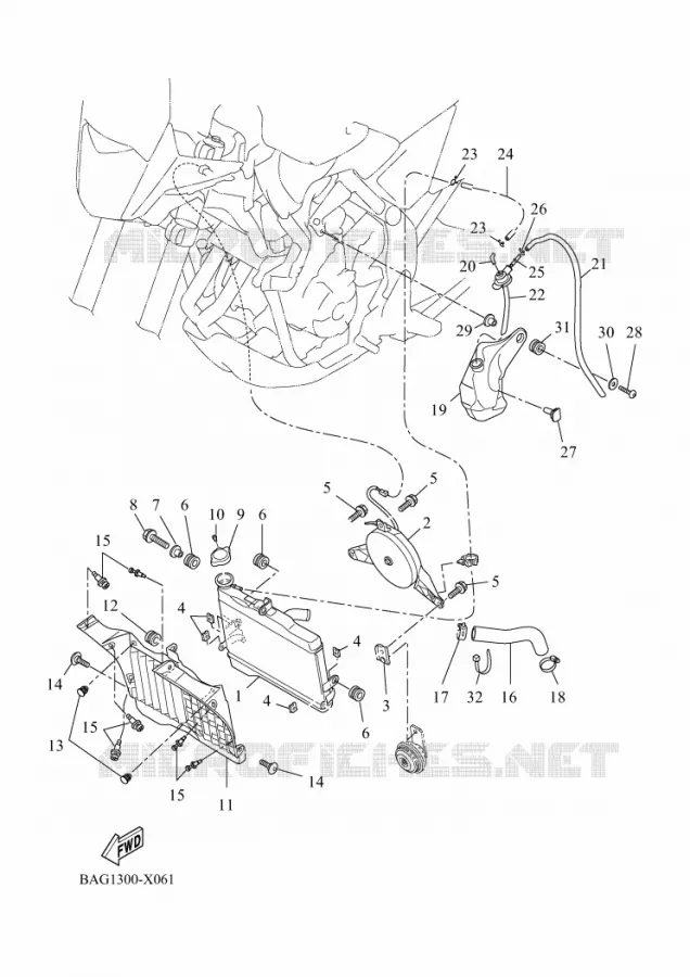 RADIATEUR / SLANG Yamaha MOTO 700 2025 TENERE  XTZ690D