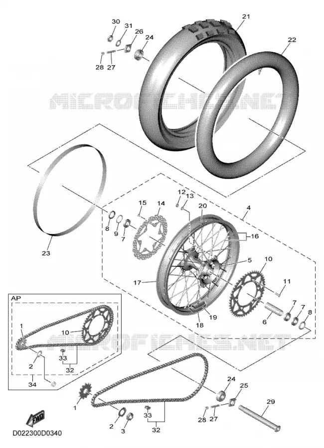 ACHTERWIEL Yamaha MOTO 450 2025 YZF  YZ450F