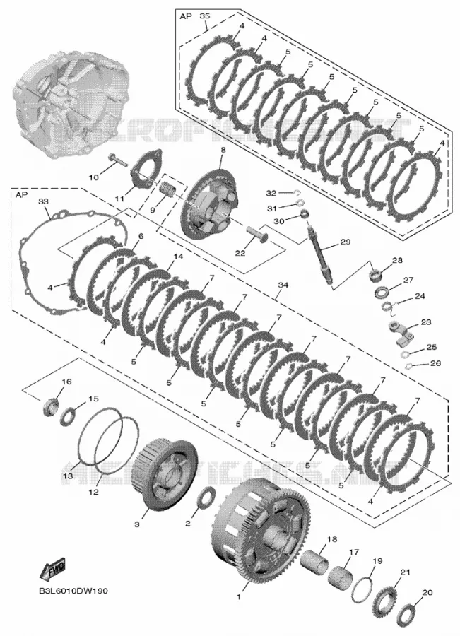 STARTMOTOR KOPPELINGS Yamaha MOTO 1000 2025 R1  YZF1000W