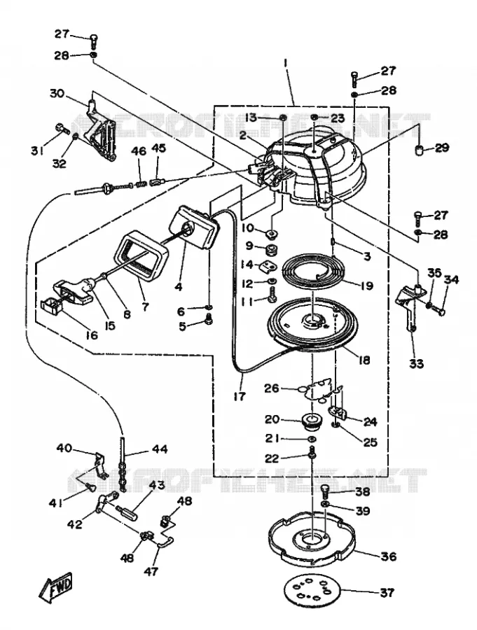 KICKSTART PEDALEN Yamaha OUTBOARD ENGINES 50hp (36.8kW) 1990 50  50D