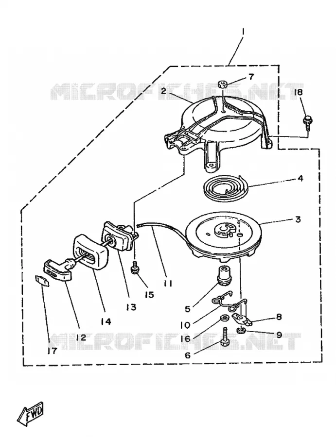 KICKSTART PEDALEN Yamaha OUTBOARD ENGINES 4hp (2.9kW) 1987 4  4AC