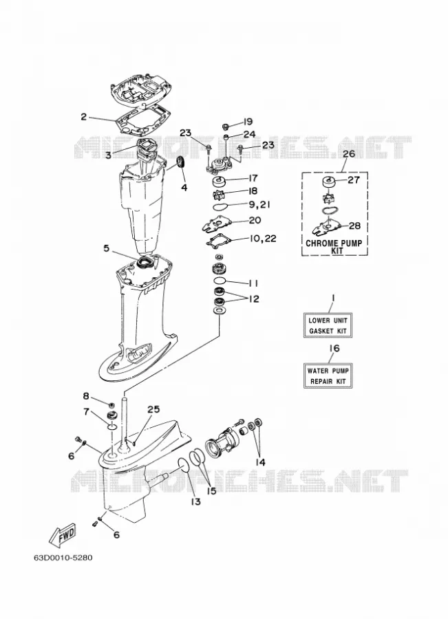 REPARATIESET 2 Yamaha OUTBOARD ENGINES 50hp (36.8kW) 1997 50  50HMHD