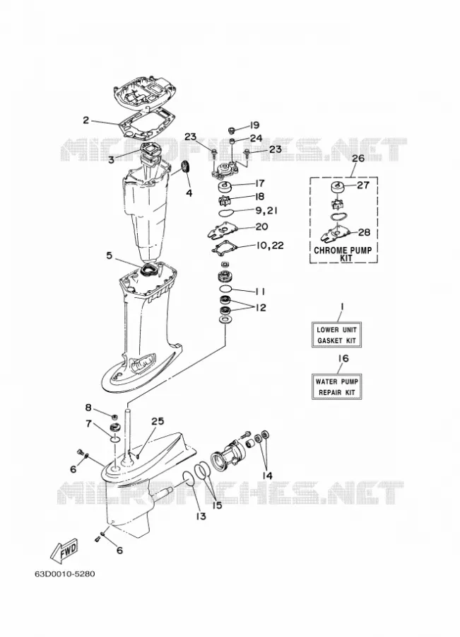 REPARATIESET 2 Yamaha OUTBOARD ENGINES 50hp (36.8kW) 1997 50  50H